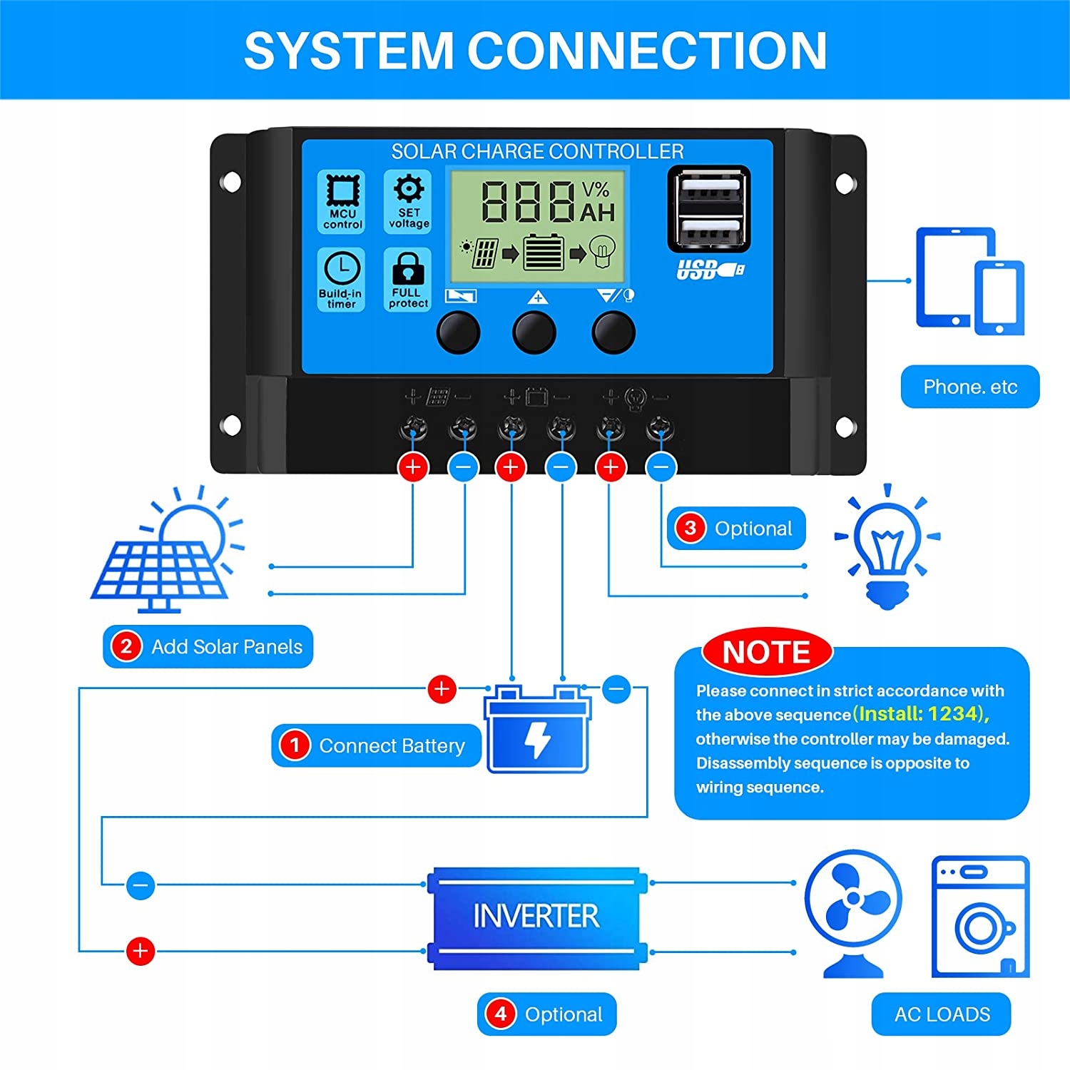 REGULATOR ŁADOWANIA SOLARNEGO W88-C 30A 780W (W88-C) • Cena